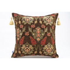 Fabric Pillow,Fabric Pillow 18x18,Brown Topkapi Palace Tulip Pattern Turkish Fabric Pillow Cover,Decorative Pillow,Throw Pillow