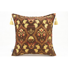 Fabric Pillow, Fabric Pillow 18x18, Brown Carnation Pattern Turkish Fabric Pillow, Decorative Pillow Accent Pillow Throw Pillow