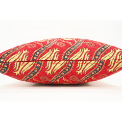 Turkish Fabric Pillow 18x18, Red Tulip Pattern Decorative Ottoman Fabric Pillow