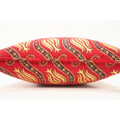 Turkish Fabric Pillow 18x18, Red Tulip Pattern Decorative Ottoman Fabric Pillow