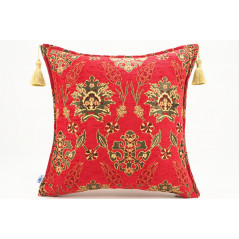 Fabric Pillow,Fabric Pillow 18x18,Red Topkapi Palace Tulip Pattern Turkish Fabric Pillow Cover,Decorative Pillow,Throw Pillow