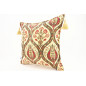 Fabric Pillow, Fabric Pillow 18x18, Beige Morocco Pattern Tulip Turkish Fabric Pillow, Decorative Accent and Throw Pillow