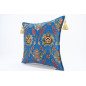 Fabric Pillow,Fabric Pillow 18x18,Navy Blue Topkapi Palace Tulip Pattern Turkish Jacquard Fabric Pillow,Bohemian Throw Pillow