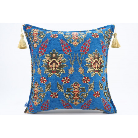 Fabric Pillow,Fabric Pillow 18x18,Navy Blue Topkapi Palace Tulip Pattern Turkish Jacquard Fabric Pillow,Bohemian Throw Pillow