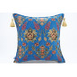 Fabric Pillow,Fabric Pillow 18x18,Navy Blue Topkapi Palace Tulip Pattern Turkish Jacquard Fabric Pillow,Bohemian Throw Pillow