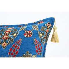 Fabric Pillow,Fabric Pillow 18x18,Navy Blue Topkapi Palace Tulip Pattern Turkish Jacquard Fabric Pillow,Bohemian Throw Pillow