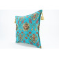 Fabric Pillow,Fabric Pillow 18x18,Turquoise Blue Topkapi Palace Tulip Pattern Turkish Jacquard Fabric Pillow Cover,Throw Pillow