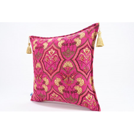 Fabric Pillow,Fabric Pillow 18x18,Mazenda Pink Carnation Pattern Turkish Fabric Pillow Cover,Decorative Accent and Throw Pillow