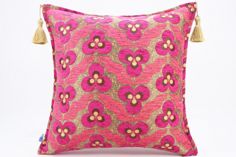 Fabric Pillow, Fabric Pillow 18x18, Mazenda Pink Tiger Eyes Pattern Turkish Fabric Pillow Cover, Decorative and Throw Pillow