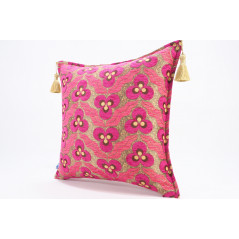 Fabric Pillow, Fabric Pillow 18x18, Mazenda Pink Tiger Eyes Pattern Turkish Fabric Pillow Cover, Decorative and Throw Pillow