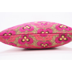 Turkish Fabric Pillow 18x18, Pink Tiger Eye Pattern Decorative Ottoman Fabric Pillow