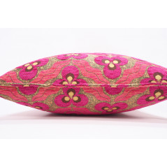 Turkish Fabric Pillow 18x18, Pink Tiger Eye Pattern Decorative Ottoman Fabric Pillow