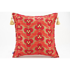 Turkish Fabric Pillow 18x18, Red Tiger Eye Pattern Decorative Ottoman Fabric Pillow