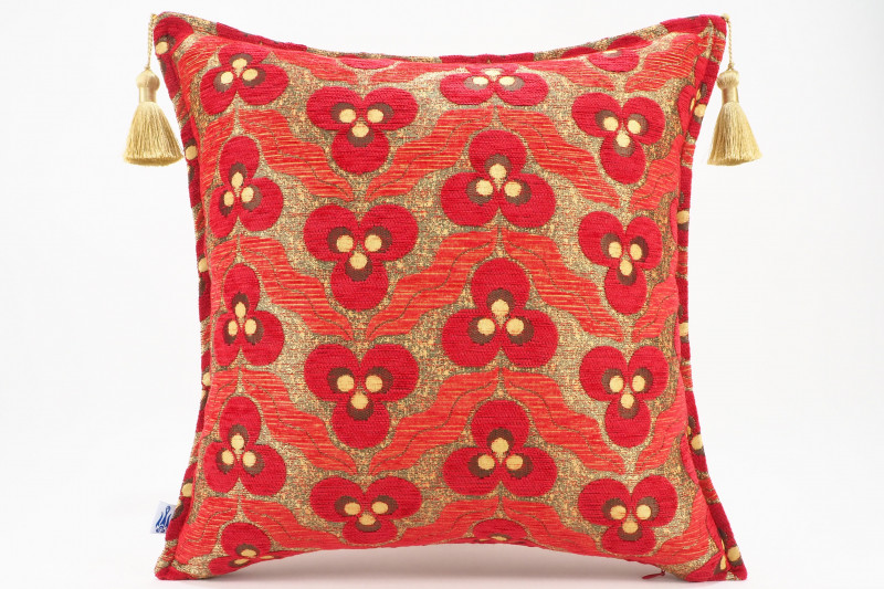 Fabric Pillow, Fabric Pillow 18x18, Red Tiger Eyes Pattern Turkish Fabric Pillow Cover, Decorative Accent and Throw Pillow