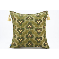 Turkish Fabric Pillow 18x18, Moss Green Tiger Eye Pattern Decorative Ottoman Fabric Pillow