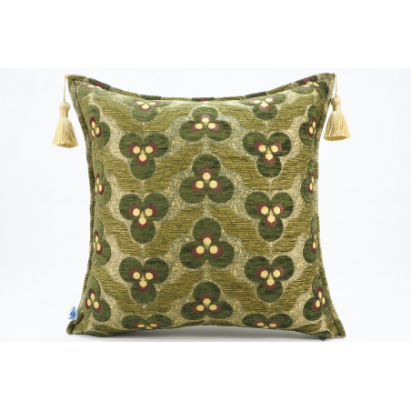 Turkish Fabric Pillow 18x18, Moss Green Tiger Eye Pattern Decorative Ottoman Fabric Pillow