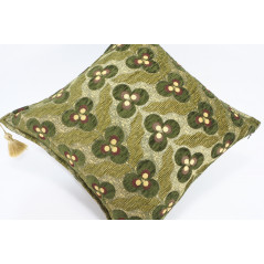 Turkish Fabric Pillow 18x18, Moss Green Tiger Eye Pattern Decorative Ottoman Fabric Pillow