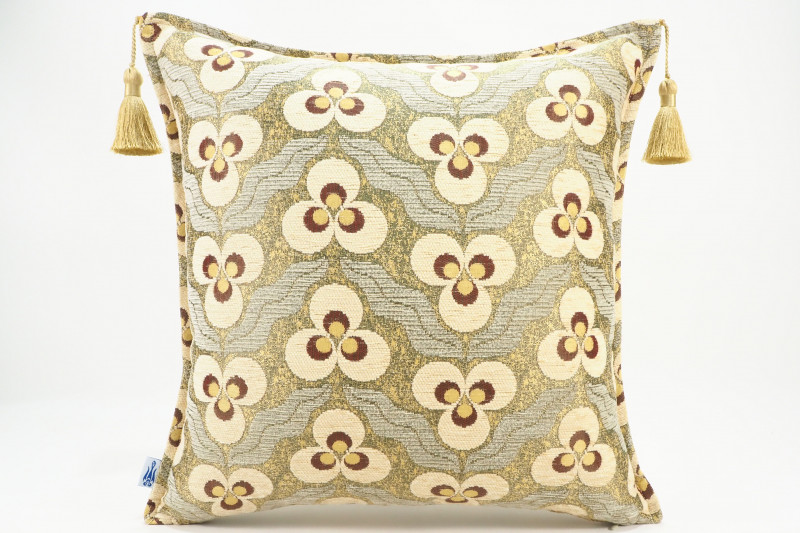 Fabric Pillow, Fabric Pillow 18x18, Beige Tiger Eyes Pattern Turkish Fabric Pillow Cover, Decorative Accent and Throw Pillow