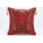 Fabric Pillow, Fabric Pillow 18x18, Red Morocco Pattern Tulip Turkish Fabric Pillow, Decorative Accent and Throw Pillow