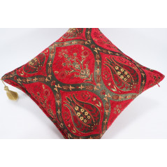 Turkish Fabric Pillow 18x18,Red Tulip Pattern Decorative Ottoman Fabric Pillow