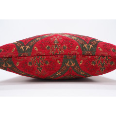 Turkish Fabric Pillow 18x18,Red Tulip Pattern Decorative Ottoman Fabric Pillow