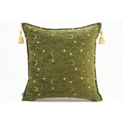 Turkish Fabric Pillow 18x18,Moss Green Arabian Night Pattern Decorative Ottoman Fabric Pillow