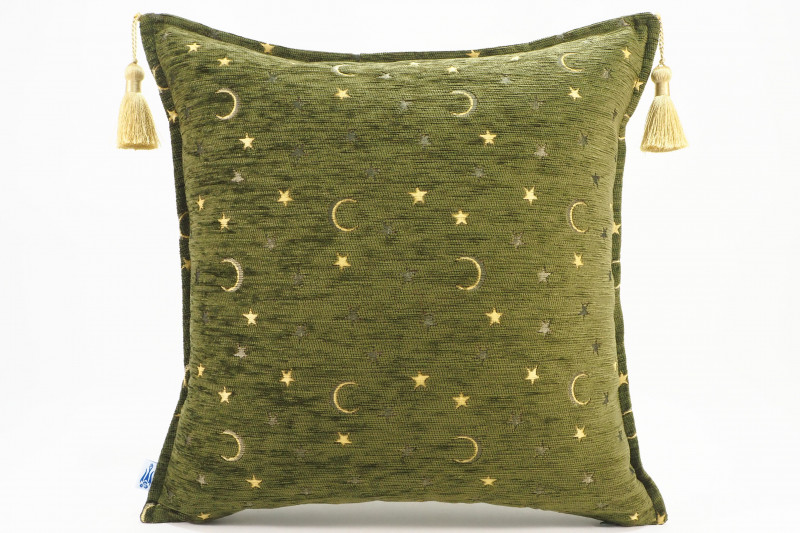 Fabric Pillow, Fabric Pillow 18x18, Moss Green Arabian NIght Pattern Turkish Fabric Pillow Cover, Decorative and Throw Pillow