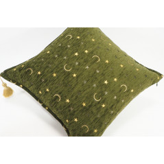 Turkish Fabric Pillow 18x18,Moss Green Arabian Night Pattern Decorative Ottoman Fabric Pillow