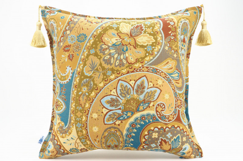 Fabric Pillow, Fabric Pillow 18x18,  Paysley Pattern Turkish Fabric Pillow Cover, Decorative, Accent and Throw Pillow