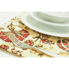 PlaceMats, Table Linens 12x18, Beige Caucasus Carnation Pattern Turkish Fabric Table Mat, Table Decoration, Home Living, Dining