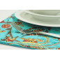 PlaceMat, Table Linens 12x18,Turquoise Blue Caucasus Carnation Pattern Turkish Fabric Table Mat,Table Decoration,Kitchen Dining