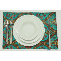 Place Mats,Table Linens 12x18,Turquoise Blue Morocco Pattern Turkish Fabric Table Mat,Table Decoration,Kitchen Dining Placemats