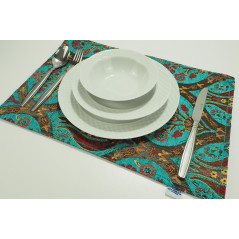 Place Mats,Table Linens 12x18,Turquoise Blue Morocco Pattern Turkish Fabric Table Mat,Table Decoration,Kitchen Dining Placemats