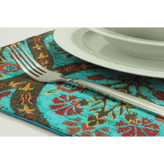 Place Mats,Table Linens 12x18,Turquoise Blue Morocco Pattern Turkish Fabric Table Mat,Table Decoration,Kitchen Dining Placemats