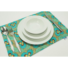 Place Mats,Table Linens 12x18,Turquoise Blue Tiger Eyes Pattern Turkish Fabric Table Mat,Table Decoration,Kitchen Dining Linens