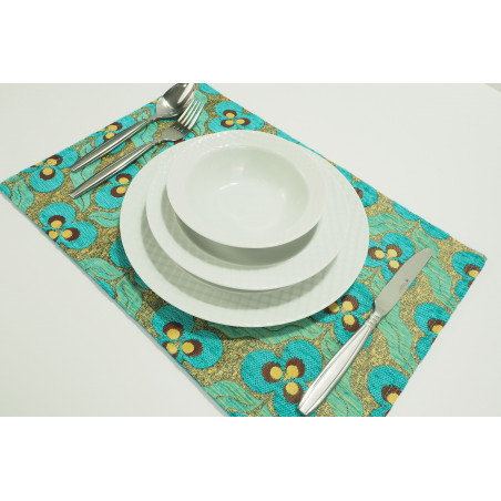 Place Mats,Table Linens 12x18,Turquoise Blue Tiger Eyes Pattern Turkish Fabric Table Mat,Table Decoration,Kitchen Dining Linens