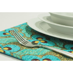 Place Mats,Table Linens 12x18,Turquoise Blue Tiger Eyes Pattern Turkish Fabric Table Mat,Table Decoration,Kitchen Dining Linens