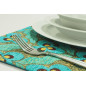 Place Mats,Table Linens 12x18,Turquoise Blue Tiger Eyes Pattern Turkish Fabric Table Mat,Table Decoration,Kitchen Dining Linens