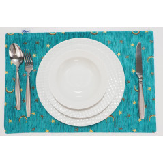 Place Mats,Table Linens 12x18,Turquoise Blue Arabian Night Pattern Turkish Fabric Table Mat, Table Decoration, Dining Placemats