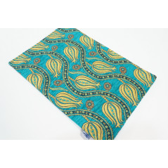 PlaceMat,Table Linens 12x18, Turquoise Blue Water Line Tulip Pattern Turkish Fabric Table Mat,Table Decoration, Living, Kitchen