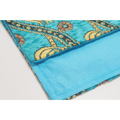 PlaceMat,Table Linens 12x18, Turquoise Blue Water Line Tulip Pattern Turkish Fabric Table Mat,Table Decoration, Living, Kitchen