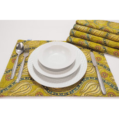 Place Mats,Table Linens 12x18,Pistachio Green Water Line Tulip Pattern Turkish Fabric Table Mat,Table Decoration,Living, Dining