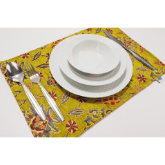 Place Mats, Table Linens 12x18, Pistachio Green Topkapi Palace Tulip Pattern Turkish Fabric Table Mats, Table Decoration Dining