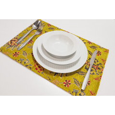 Place Mats, Table Linens 12x18, Pistachio Green Topkapi Palace Tulip Pattern Turkish Fabric Table Mats, Table Decoration Dining