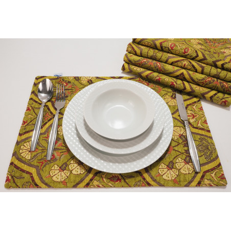 PlaceMat,Table Linens 12x18,Pistachio Green Carnation Pattern Turkish Fabric Table Mat, Table Decoration, Living,Kitchen Dining