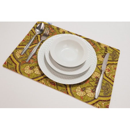 PlaceMat,Table Linens 12x18,Pistachio Green Carnation Pattern Turkish Fabric Table Mat, Table Decoration, Living,Kitchen Dining