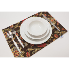 Place Mat,Table Linens 12x18,Brown Topkapi Palace Tulip Pattern Turkish Fabric Table Mat,Table Decoration,Living Kitchen Dining