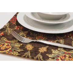 Place Mat,Table Linens 12x18,Brown Topkapi Palace Tulip Pattern Turkish Fabric Table Mat,Table Decoration,Living Kitchen Dining