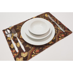 PlaceMat, Table Linens 12x18,Brown Carnation Pattern Turkish Fabric Table Mat,Table Decoration,Living,Kitchen Dining Decoration