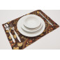 PlaceMat, Table Linens 12x18,Brown Carnation Pattern Turkish Fabric Table Mat,Table Decoration,Living,Kitchen Dining Decoration